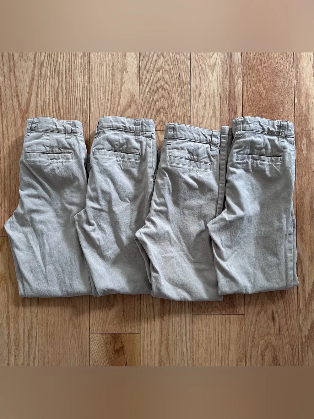 Bundle of 4 Old Navy boys chino slim school uniform pants beige size 10